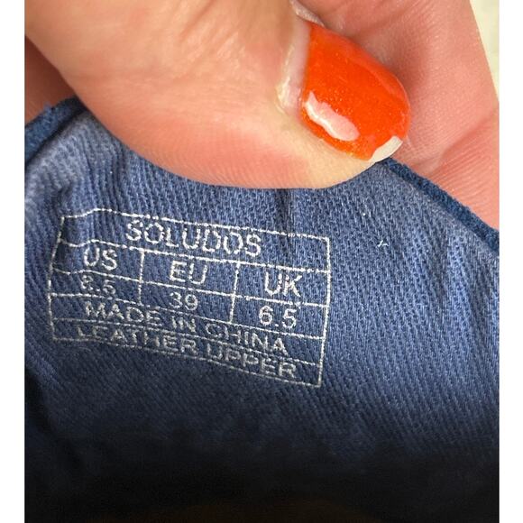 Soludos by Anthropologie Women’s 8.5 Blue Suede Floral Embroidered Slip-On Flats - Picture 8 of 8